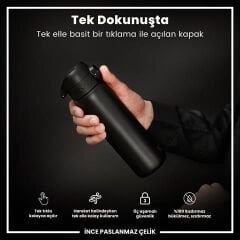 ION8 - Paslanmaz Çelik İnce Suluk - Siyah - 600 Ml - Sızdırmaz
