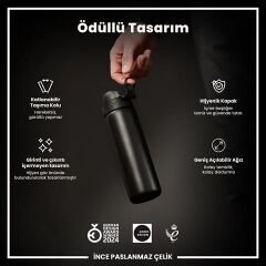 ION8 - Paslanmaz Çelik İnce Suluk - Siyah - 600 Ml - Sızdırmaz