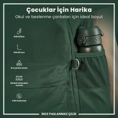 ION8 - Paslanmaz Çelik İnce Suluk - Koyu Yeşil - 600 Ml - Sızdırmaz