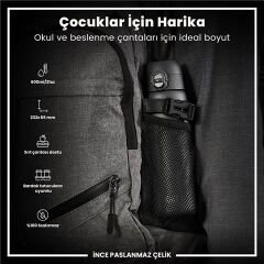 ION8 - Paslanmaz Çelik İnce Suluk - Gri - 600 Ml - Sızdırmaz