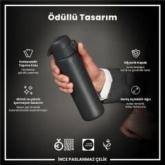 ION8 - Paslanmaz Çelik İnce Suluk - Gri - 600 Ml - Sızdırmaz