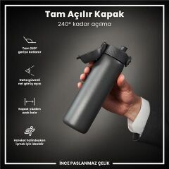 ION8 - Paslanmaz Çelik İnce Suluk - Gri - 600 Ml - Sızdırmaz