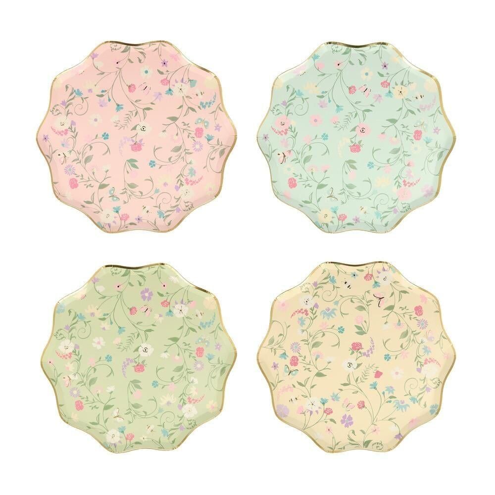 Meri Meri - Ladurée Paris Floral Side Plates - Ladurée Paris Çiçekli Tabaklar (M) (8'Li)