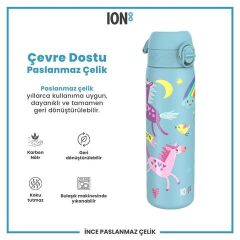 ION8 - Paslanmaz Çelik İnce Suluk - Mavi Unicorn - 600 Ml - Sızdırmaz