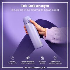 ION8 - Paslanmaz Çelik İnce Suluk - Açık Mor - 600 Ml - Sızdırmaz