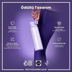 ION8 - Paslanmaz Çelik İnce Suluk - Açık Mor - 600 Ml - Sızdırmaz