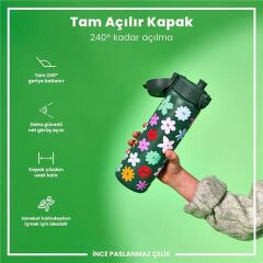 ION8 - Paslanmaz Çelik İnce Suluk - Çiçekli - 600 Ml - Sızdırmaz