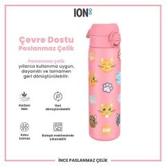 ION8 - Paslanmaz Çelik İnce Suluk - Kediler - 600 Ml - Sızdırmaz