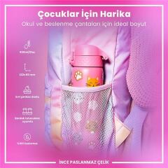 ION8 - Paslanmaz Çelik İnce Suluk - Kediler - 600 Ml - Sızdırmaz