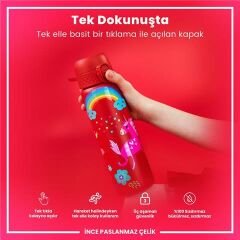 ION8 - Paslanmaz Çelik İnce Suluk - Kırmızı Unicorn - 600 Ml - Sızdırmaz