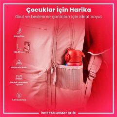 ION8 - Paslanmaz Çelik İnce Suluk - Kırmızı Unicorn - 600 Ml - Sızdırmaz