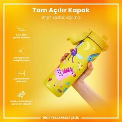 ION8 - Paslanmaz Çelik İnce Suluk - Sarı Unicorn - 600 Ml - Sızdırmaz
