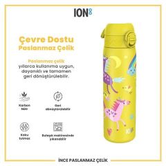 ION8 - Paslanmaz Çelik İnce Suluk - Sarı Unicorn - 600 Ml - Sızdırmaz