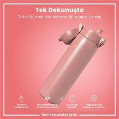ION8 - Paslanmaz Çelik İnce Suluk - Gül Pembe - 600 Ml - Sızdırmaz