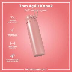 ION8 - Paslanmaz Çelik İnce Suluk - Gül Pembe - 600 Ml - Sızdırmaz