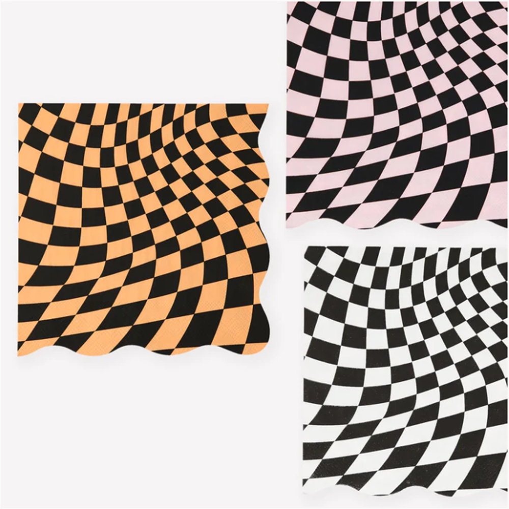 Meri Meri - Halloween Checker Large Napkins - Cadılar Bayramı Damalı Peçeteler (L) (16'Lı)