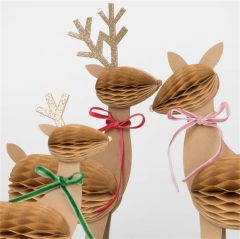 Meri Meri - Honeycomb Reindeer Family - Rengeyiği Ailesi Dekorlar (3'Lü)