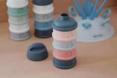 4 Katmanlı süt tozu kutusu ve atıştırmalık kabı (Mineral Grey/ Pink)