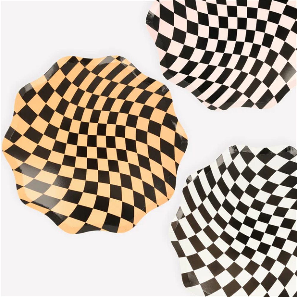 Meri Meri - Halloween Checker Dinner Plates - Cadılar Bayramı Damalı Tabaklar (8'Li)