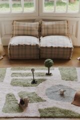 Lorena Canals Çocuk Odası Pufu, Tartan Blue Sage