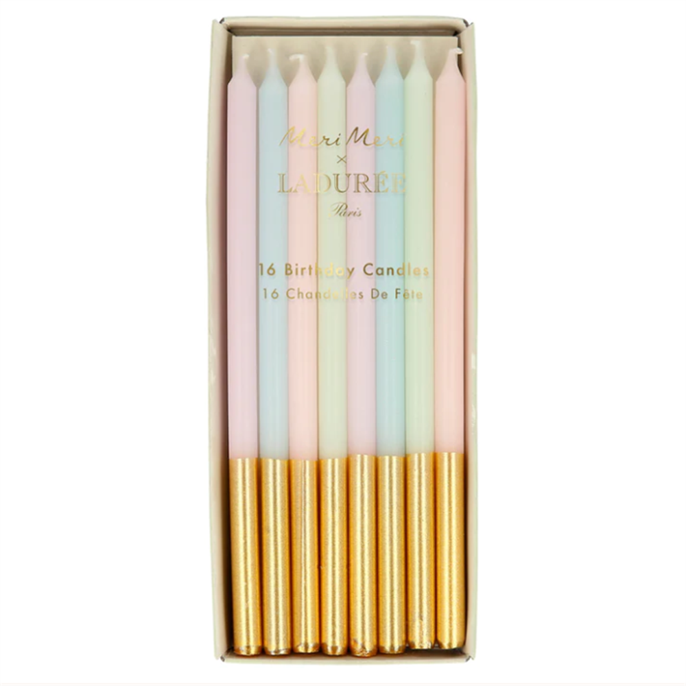 Meri Meri - Ladurée Paris Gold Leaf Candles - Laduree Paris Altın Detaylı Mumlar (16'Lı)