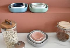 3 Parça Silikon Kase Seti, Velvet grey/Cotton/Dusty rose