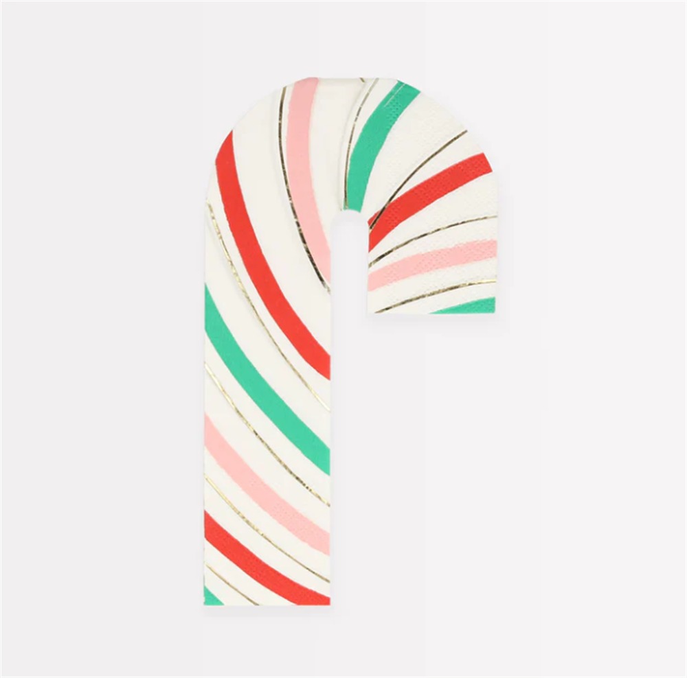 Meri Meri - Stripy Candy Cane Napkins - Çizgili Şeker Kamışı Peçeteler (16'Lı)