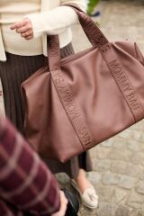 Mommy Bag Çanta, Signature Vegan Deri Koyu Kahve