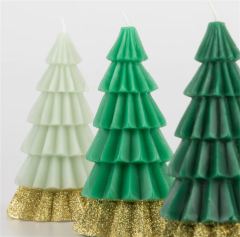 Meri Meri - Green Tree Candles - Yeşil Ağaç Mumlar (3'Lü)