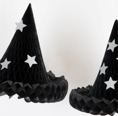 Meri Meri - Hanging Honeycomb Witch Hat Decorations - Cadı Şapka Dekorları (3'Lü)