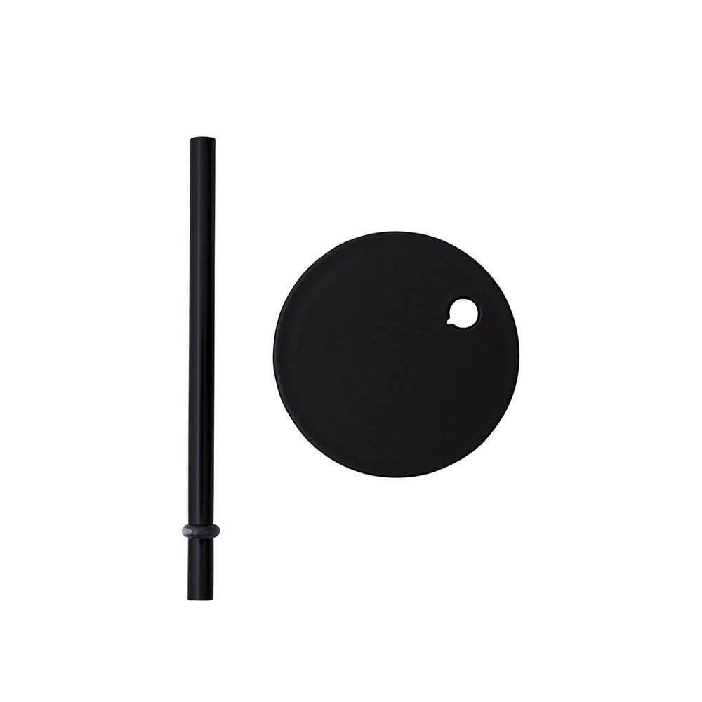 Design Letters Tritan Bardak için Kapak ve Pipet Seti, Siyah