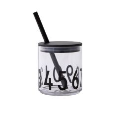 Design Letters Tritan Bardak için Kapak ve Pipet Seti, Siyah