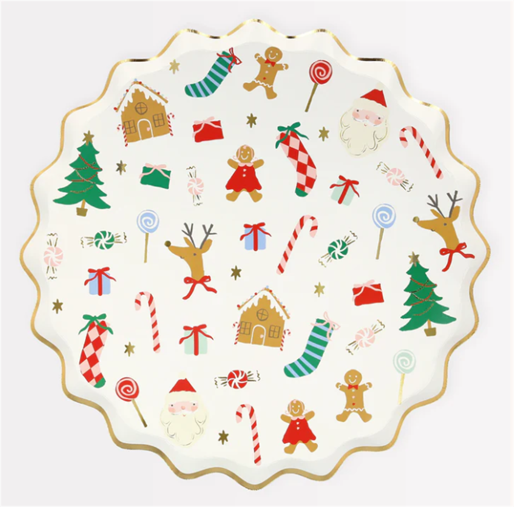 Meri Meri - Jolly Christmas Dinner Plates - Yeni Yıl Tabaklar (L) (8'Li)