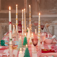 Meri Meri - Gold Star Taper Candle - Altın Yıldız Detaylı Mumlar (2'Li)