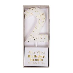 Meri Meri - White Number 2 Candle - 2 Numara Beyaz Mum