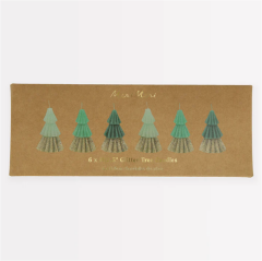 Meri Meri - Green Mini Tree Candles - Yeşil Mini Ağaç Mumlar (6'Lı)