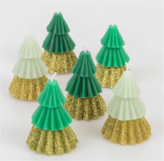 Meri Meri - Green Mini Tree Candles - Yeşil Mini Ağaç Mumlar (6'Lı)