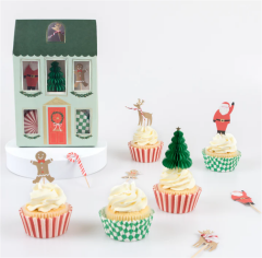 Meri Meri - Festive House Cupcake Kit - Yeni Yıl Evi Cupcake Kit (24'Lü)