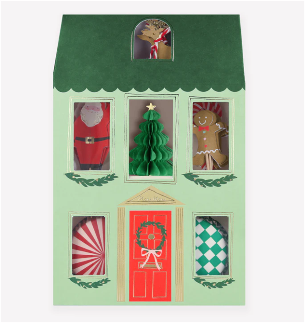 Meri Meri - Festive House Cupcake Kit - Yeni Yıl Evi Cupcake Kit (24'Lü)