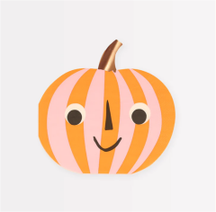 Meri Meri - Pink & Orange Stripy Pumpkin Napkins - Pembe & Turuncu Çizgili Balkabağı Peçeteler (16'L