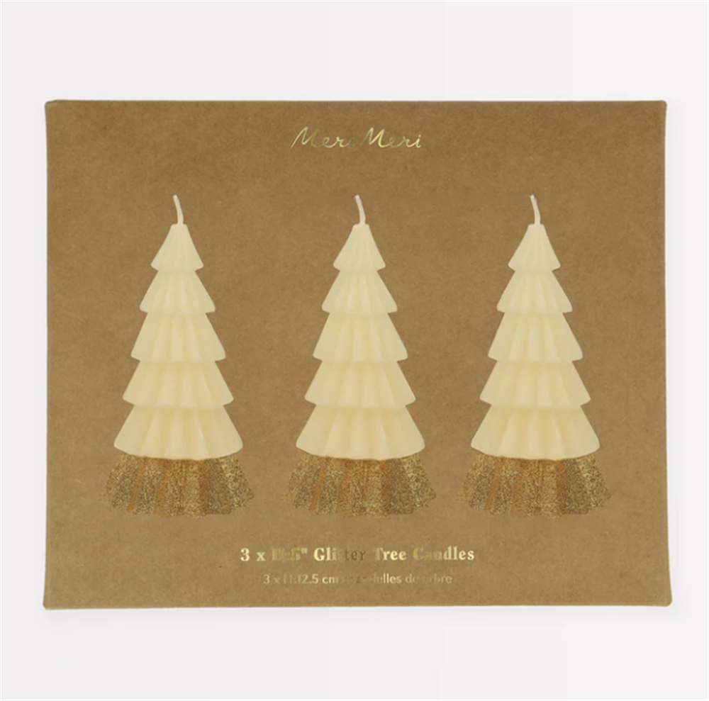 Meri Meri - Ivory Tree Candles - Krem Renk Ağaç Mumlar (3'Lü)