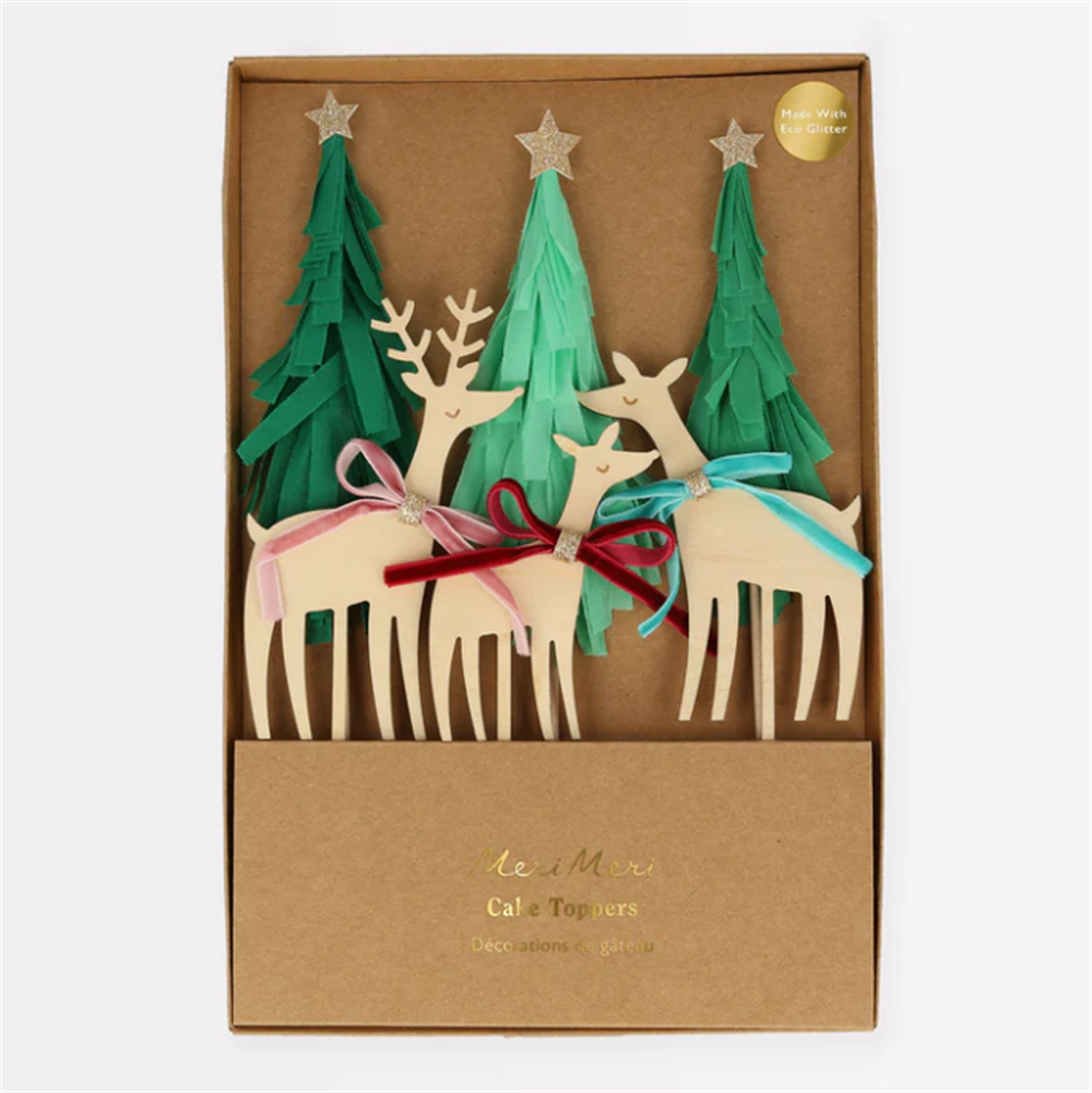 Meri Meri - Reindeer Family Cake Toppers - Ren Geyikleri Ailesi Pasta Süsü