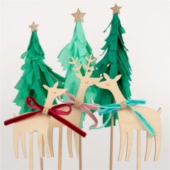 Meri Meri - Reindeer Family Cake Toppers - Ren Geyikleri Ailesi Pasta Süsü