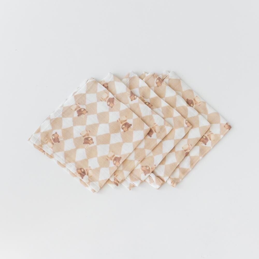 Mama Yoyo Müslin 5'li Ağız Mendili, Ayı