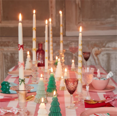 Meri Meri - Gold Swirl Taper Candles - Altın Kıvrımlı Mumlar (2'Li)