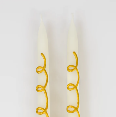 Meri Meri - Gold Swirl Taper Candles - Altın Kıvrımlı Mumlar (2'Li)