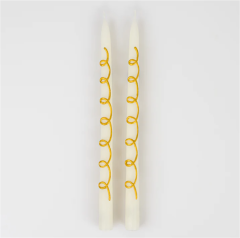 Meri Meri - Gold Swirl Taper Candles - Altın Kıvrımlı Mumlar (2'Li)