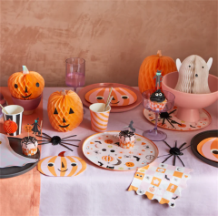 Meri Meri - Groovy Halloween Icon Dinner Plates - Cadılar Bayramı Karakterli Tabaklar (L) (8'Li)