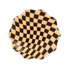 Meri Meri - Halloween Checker Side Plates - Cadılar Bayramı Damalı Tabaklar (M) (8'Li)