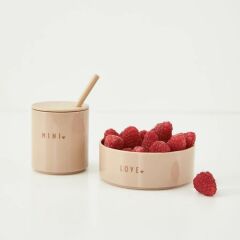 Design Letters Tritan Bardak için Kapak ve Pipet Seti, Bej